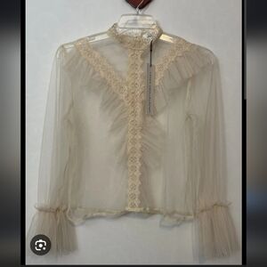 Elegant Cream Lace Sheer Top